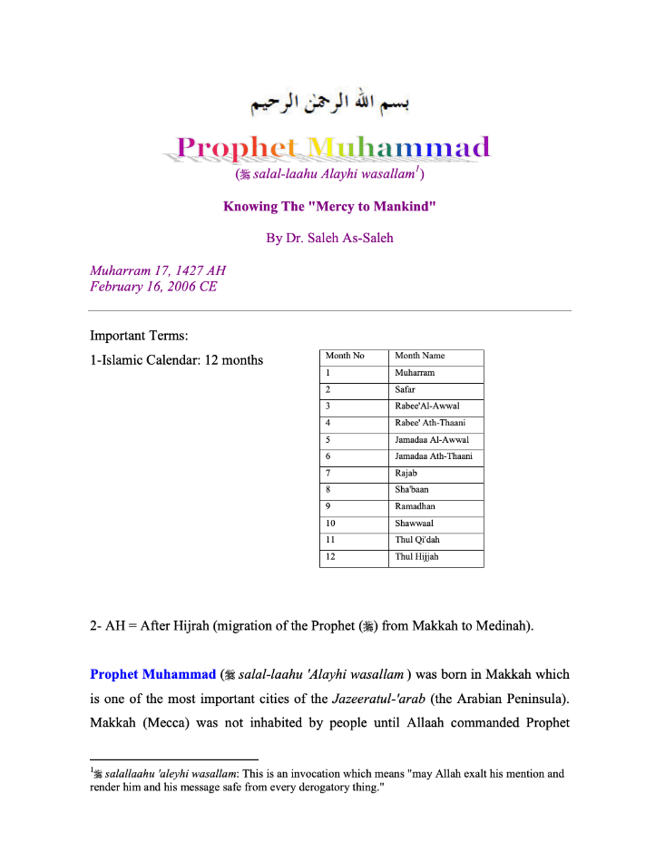 Knowing Prophet Muhammad (Peace be upon him) cover